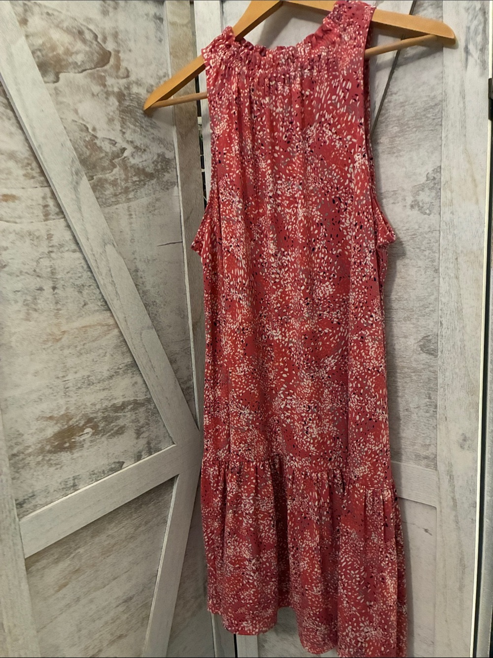 Banana Republic Rose-Red Sleeveless Tiered Midi Dress